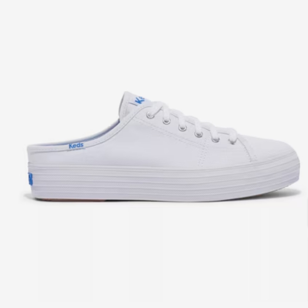 Keds White Canvas Triple Kick Slip-On Sneakers